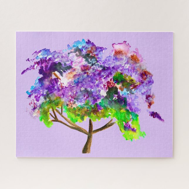 Lila Jacaranda-Baum Aquarellmalerei (Horizontal)
