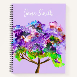 Lila Jacaranda-Baum Wasserfarben Notizbuch