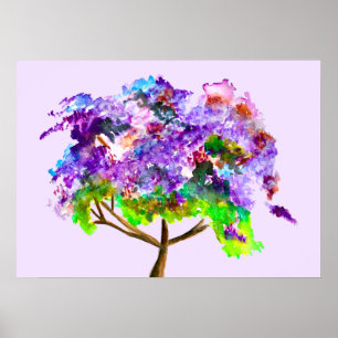Lila Jacaranda-Baum Wasserfarben Poster