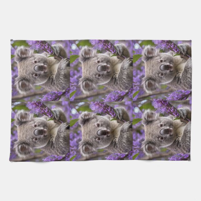 Lila Jacaranda Koala Bär, Geschirrtuch (Horizontal)