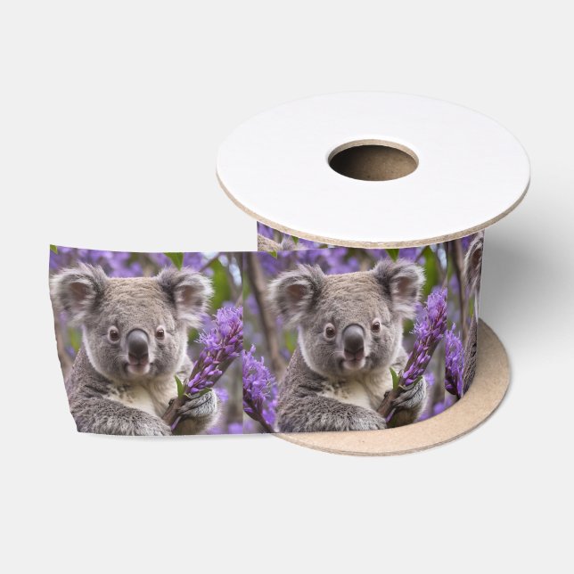 Lila Jacaranda Koala Bear, Satinband (Spule)