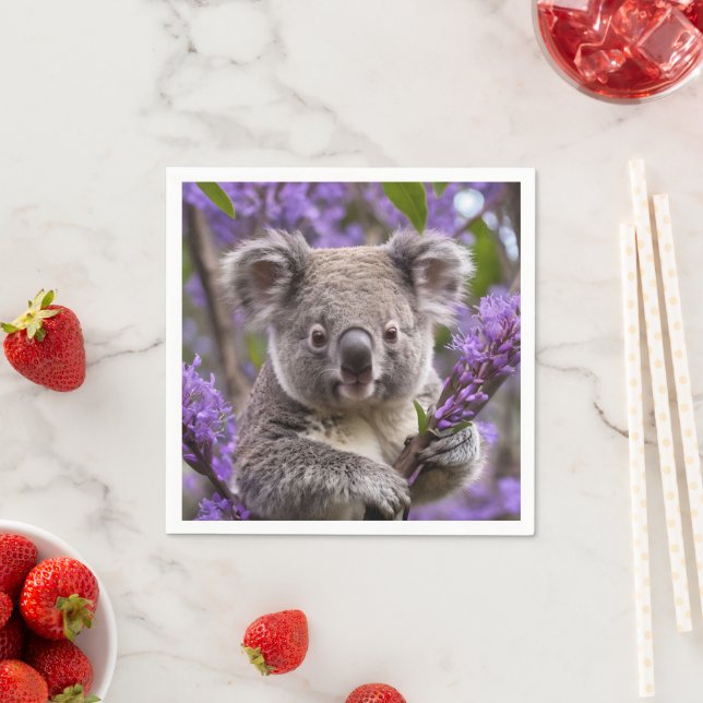 Lila Jacaranda Koala Bear, Serviette (Beispiel)