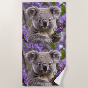 Lila Jacaranda Koala Bear, Strandtuch