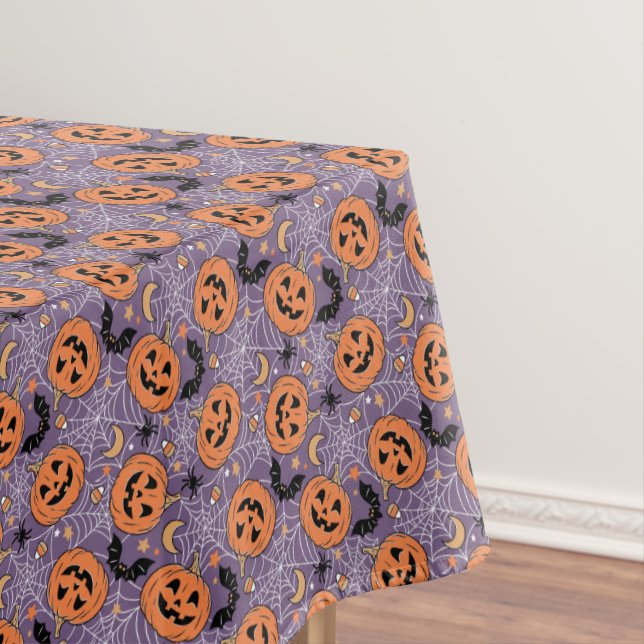 Lila Jack-O-Lantern Halloween-Muster Tischdecke (Beispiel)