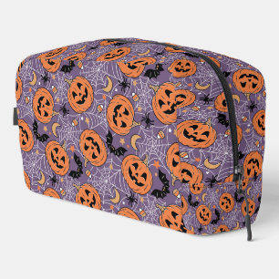Lila Jack-O-Lantern Halloween-Muster Waschbeutel