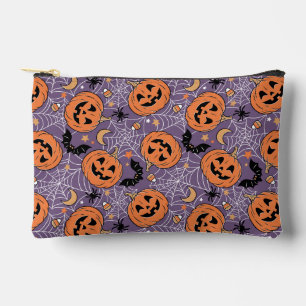 Lila Jack-O-Lantern Halloween-Muster Zubehörtasche