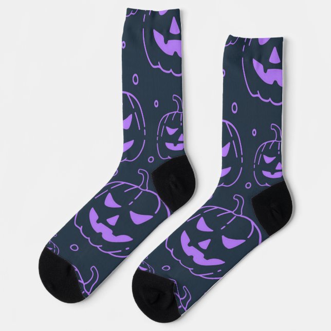 Lila Jack-o-Lantern Socken (Linkes Detail)
