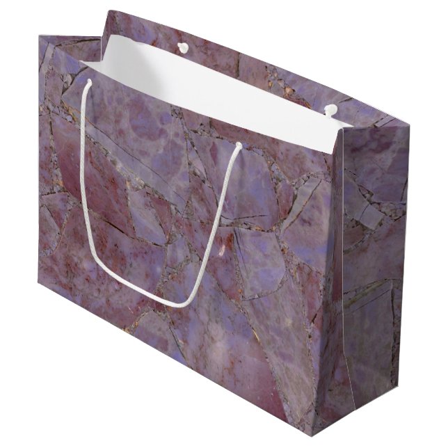 Lila Jade Marble Print Große Geschenktüte (Vorderseite Schrägansicht)