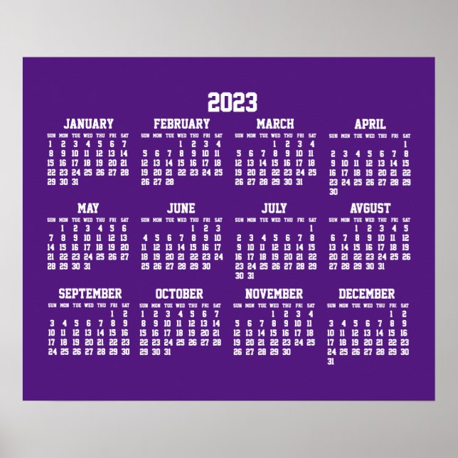 Lila Jahreskalender 2023 Poster (Vorne)