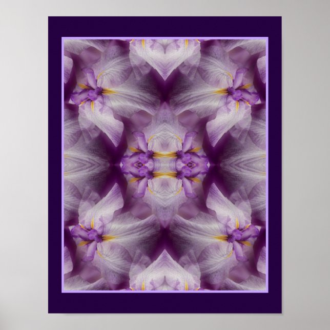 Lila japanische Iris-Blume Abstrakt Poster (Vorne)