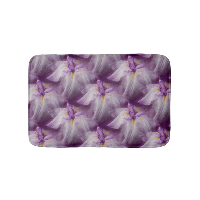 Lila japanisches Iris-Blume-Muster Badematte (Vorderseite)
