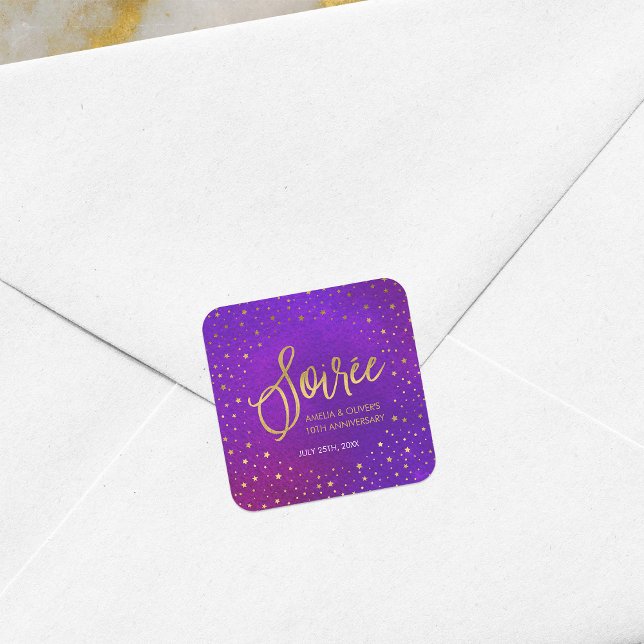 Lila jedes Jahr Hochzeitstag Quadratischer Aufkleber (Von Creator hochgeladen)