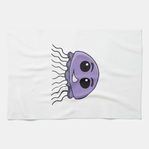 Lila Jellyfriend Cartoon Geschirrtuch