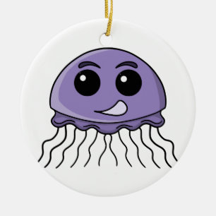 Lila Jellyfriend Cartoon Keramik Ornament