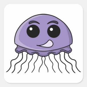 Lila Jellyfriend Cartoon Quadratischer Aufkleber