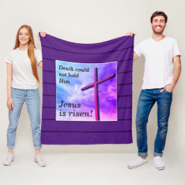 Lila JESUS IS RISEN Oaster Fleecedecke