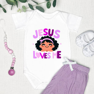 Lila "Jesus liebt mich"-Design  Baby Strampler