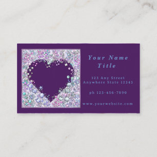 Lila Jewel Heart mit individueller Visitenkarte