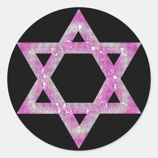Lila Jeweled Star von David Design Runder Aufkleber (Vorderseite)