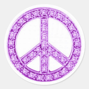 Lila Jewels Peace Sign Runder Aufkleber