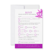 Lila Juwel Orchid Aquarell Hochzeit RSVP Karte