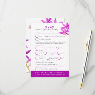 Lila Juwel Orchid Aquarell Hochzeit RSVP Karte