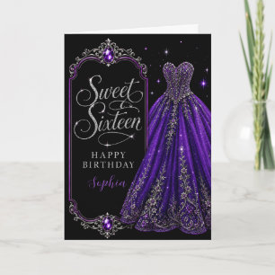 Lila-Juwel-Sweet-16-Geburtstagsfeier Karte