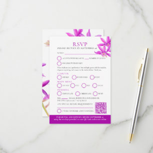 Lila Juwelenorchideenhochzeit RSVP QR Karte