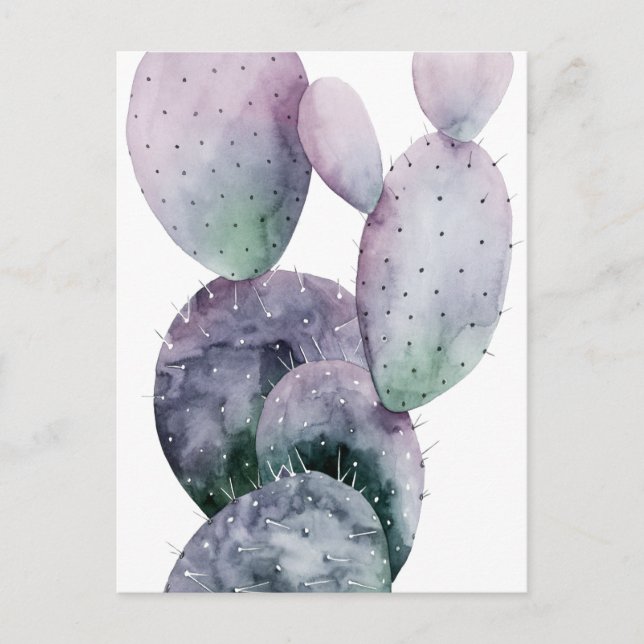Lila Kaktus Postkarte (Vorderseite)