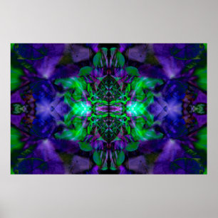Lila Kaleidoskop-Blumenmuster Poster