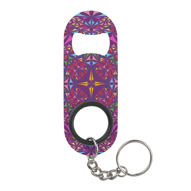 Lila Kaleidoskop Schlüsselbund Flaschenöffner (Rückseite)