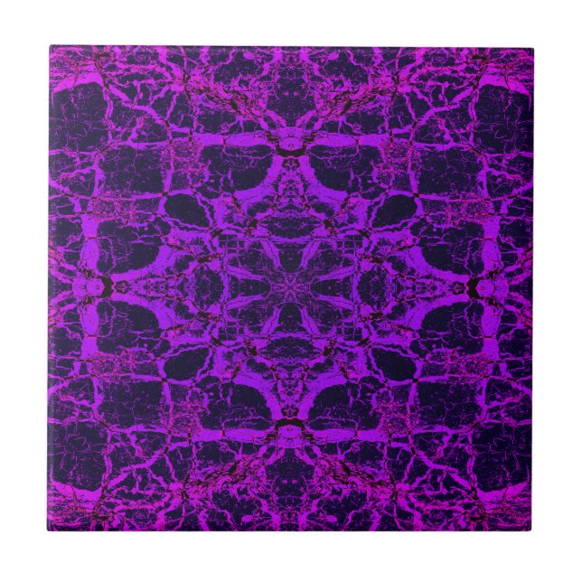 Lila Kaleidoskopmuster Fliese (Vorderseite)