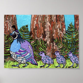 Lila Kalifornien Quartier mit Babies Mini Folk Art Poster