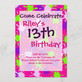 Lila   kalkgrüne Spritzer Splotter Einladung