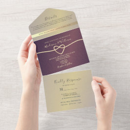 Lila Kalligraphie-Hochzeit in einer Einladung