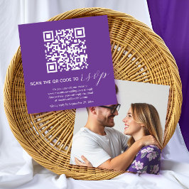Lila Kalligraphie QR Code UAWG Hochzeit Begleitkarte