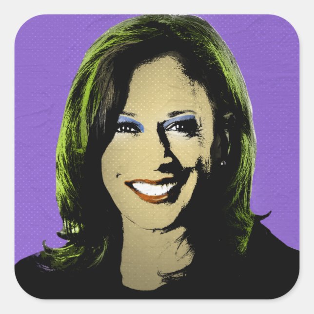 Lila Kamala Harris Pop Art Quadratischer Aufkleber (Vorderseite)