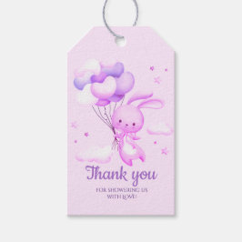 Lila Kaninchen Babydusche Danke Geschenkanhänger