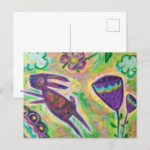 Lila Kaninchen Postkarte