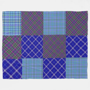 Lila Kariert/blaues Patchwork Fleece Blanket