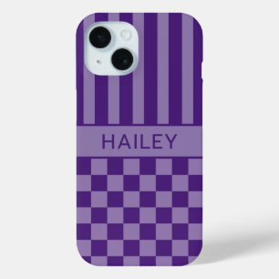 Lila Kariert Gestreift Personalisiert Case-Mate iPhone Hülle
