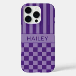 Lila kariert gestreift personalisiert iPhone 16 pro hülle