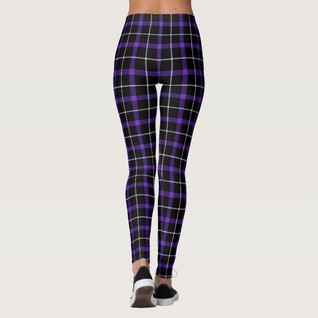 Lila Karierte Nächte | Punk Gothic Emo Leggings (Rückseite)