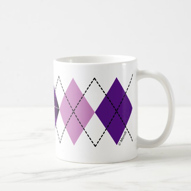 Lila karierte Rauten-Tassen Kaffeetasse (Rechts)