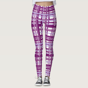 Lila Karierte Yogapflanzen Leggings