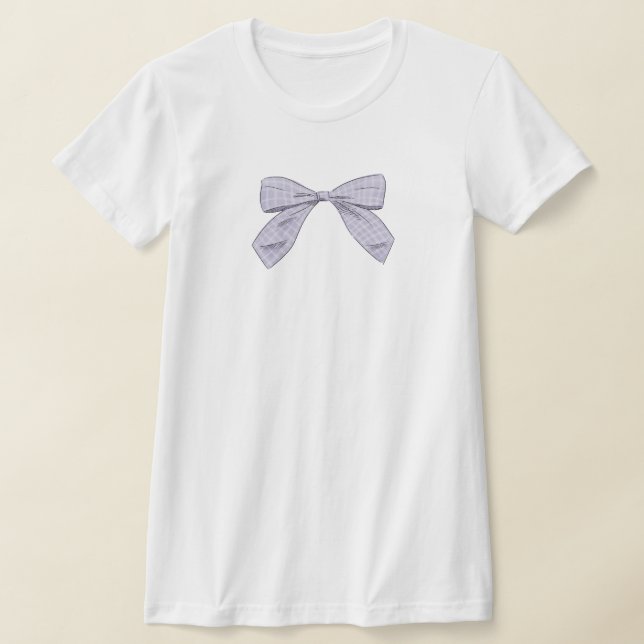 Lila Karierter Bow Elegante Baby Dusche Mama T-Shirt (Ablage )