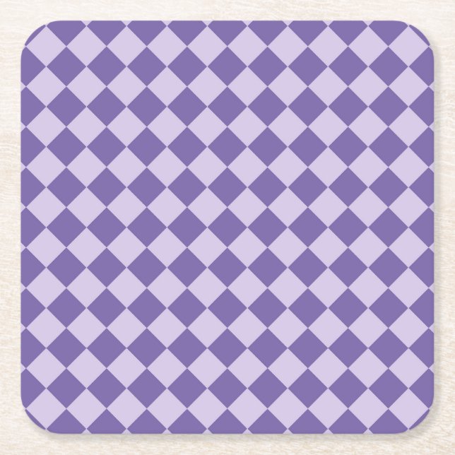 Lila karierter Diamant-Muster-Papier-Getränkeunter Rechteckiger Pappuntersetzer (Vorderseite)