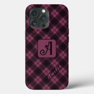 Lila Karierter Name für Schwarz Case-Mate iPhone Hülle