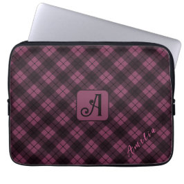 Lila Karierter Name für Schwarz Laptopschutzhülle