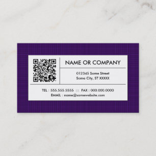 lila karierter QR Code Visitenkarte